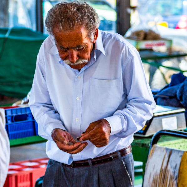 Images of market trader in Cyprus